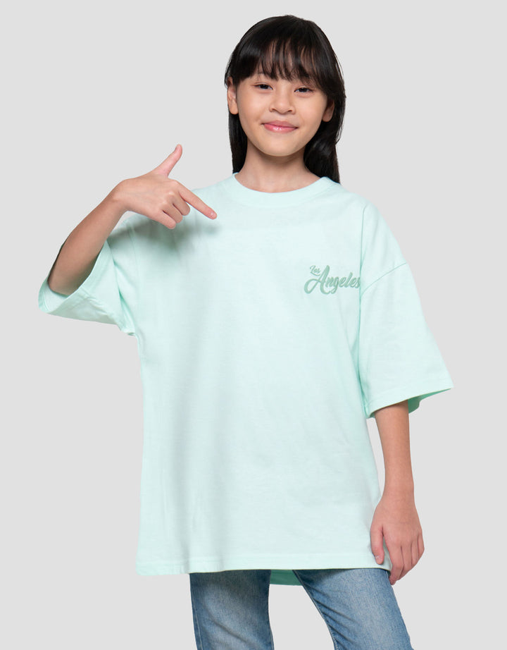 Nevada Sablon Los Angeles Kaos Oversize Anak Perempuan