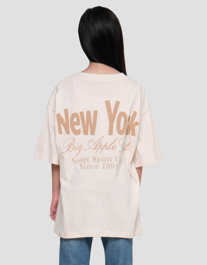 Nevada Sablon New York Kaos Oversize Anak Perempuan