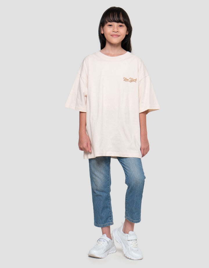 Nevada Sablon New York Kaos Oversize Anak Perempuan