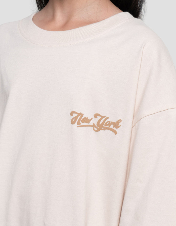 Nevada Sablon New York Kaos Oversize Anak Perempuan