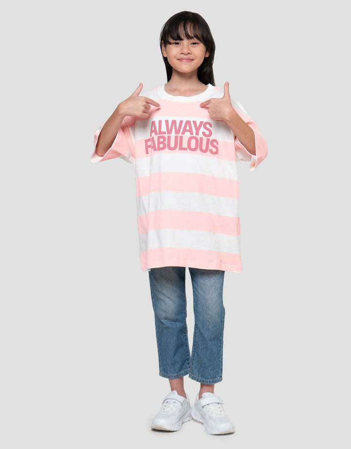 Nevada Stripe Always Fabulous Kaos Oversize Anak Perempuan
