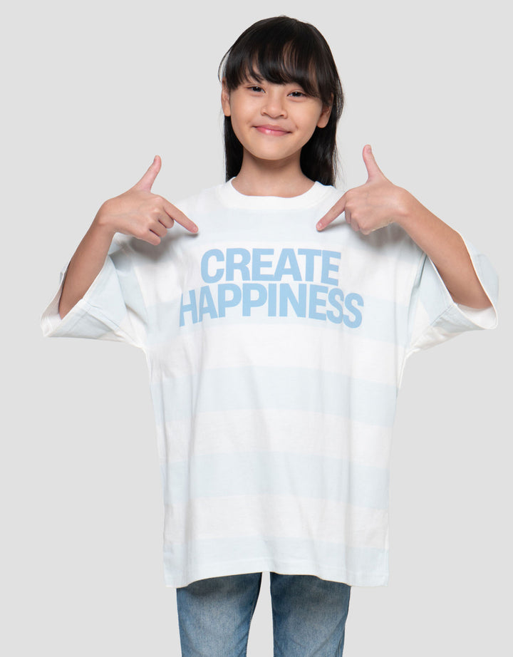 Nevada Stripe Create Happiness Kaos Oversize Anak Perempuan