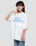 Nevada Stripe Create Happiness Kaos Oversize Anak Perempuan