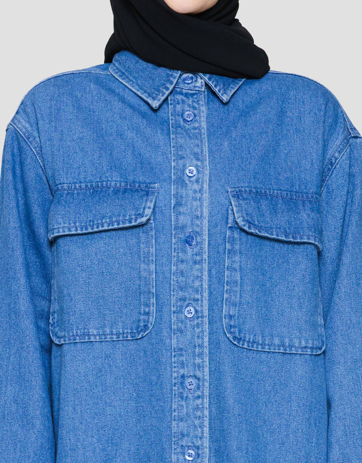 Annisa Double Pocket Kemeja Denim Wanita