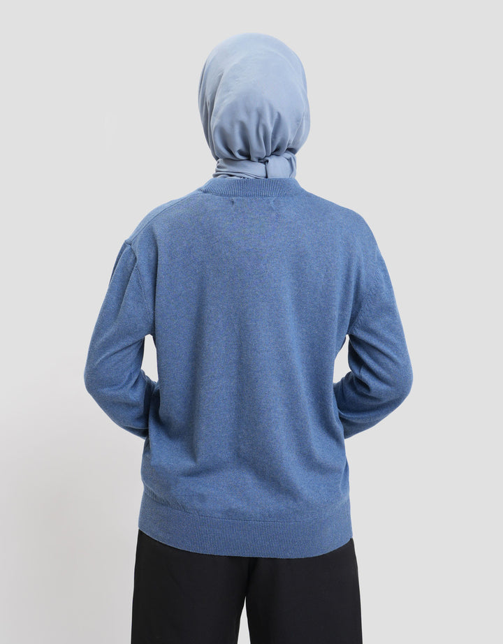 Annisa Cotton Melange Floral Embro Sweater Wanita