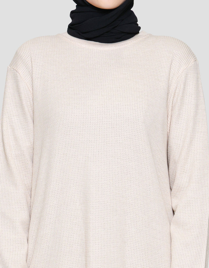 Annisa Melange Waffle Maxi Dress Wanita