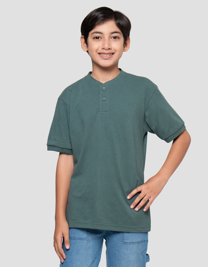 Nevada Solid Color Kaos Henley Anak Laki-laki