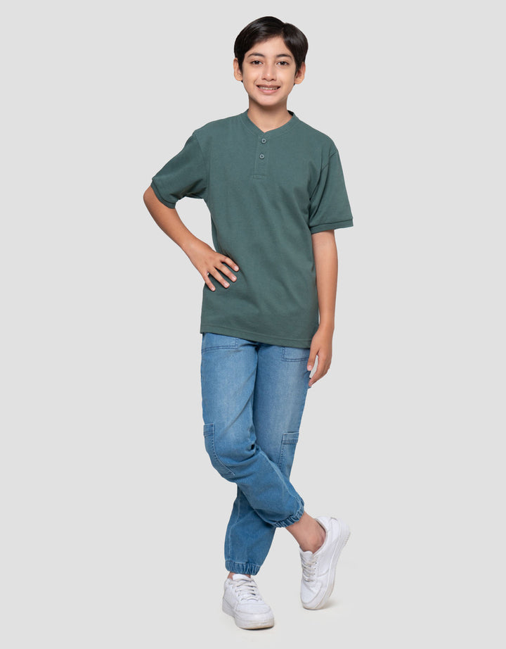 Nevada Solid Color Kaos Henley Anak Laki-laki