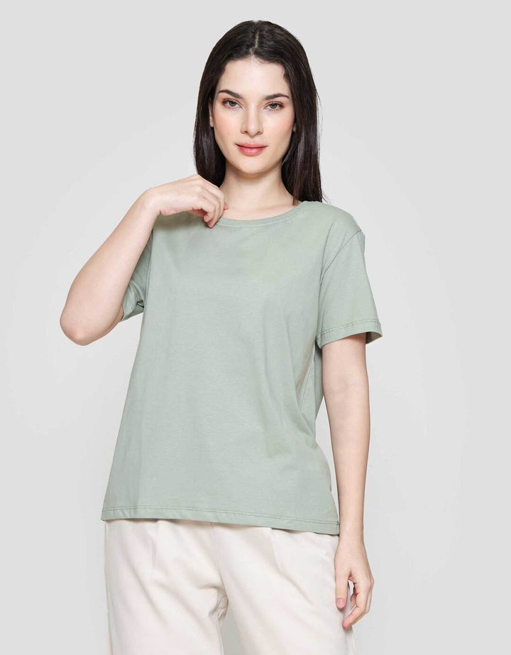 Connexion Knit Enzyme Basic Kaos Lengan Pendek Wanita