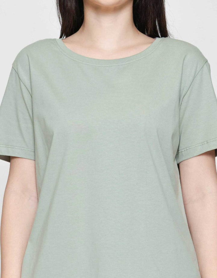 Connexion Knit Enzyme Basic Kaos Lengan Pendek Wanita