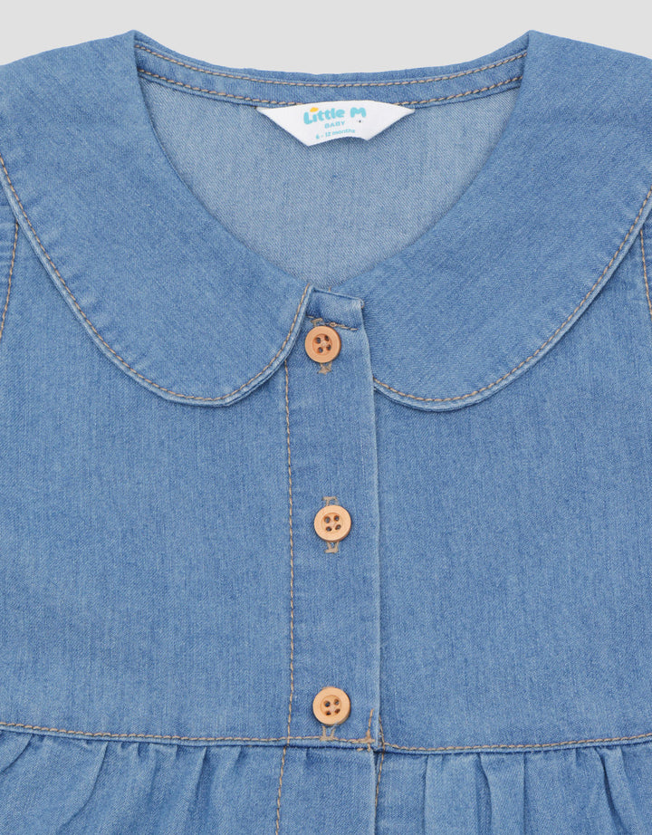 Little M Romper Sleeveless Dress Denim Bayi