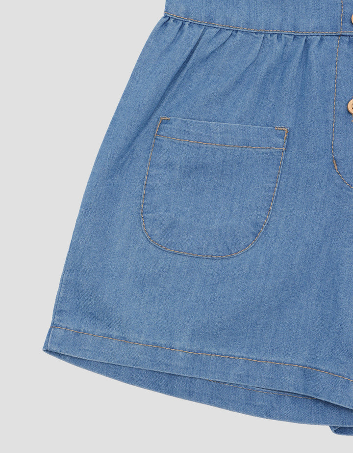 Little M Romper Sleeveless Dress Denim Bayi