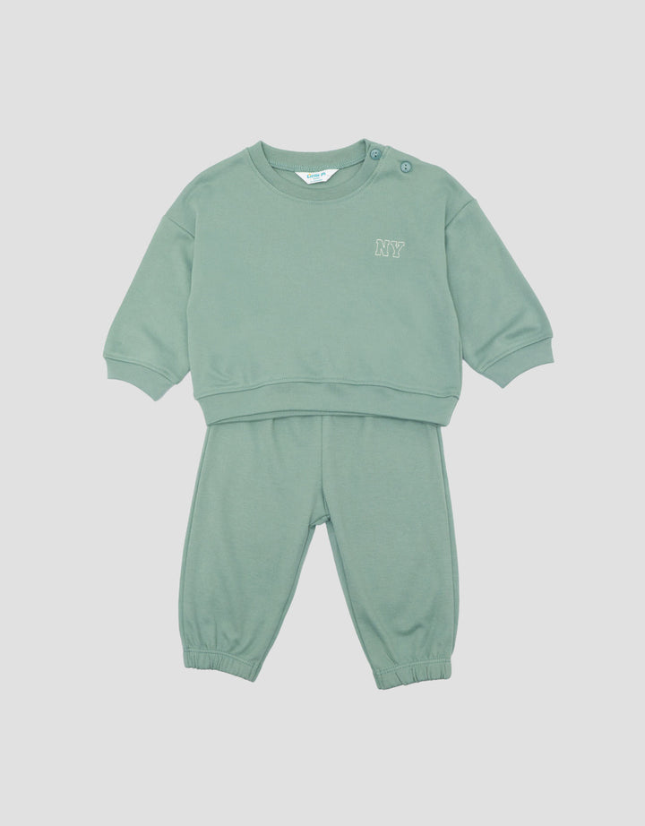 Little M Double Knit With Embro Pakaian Set Bayi