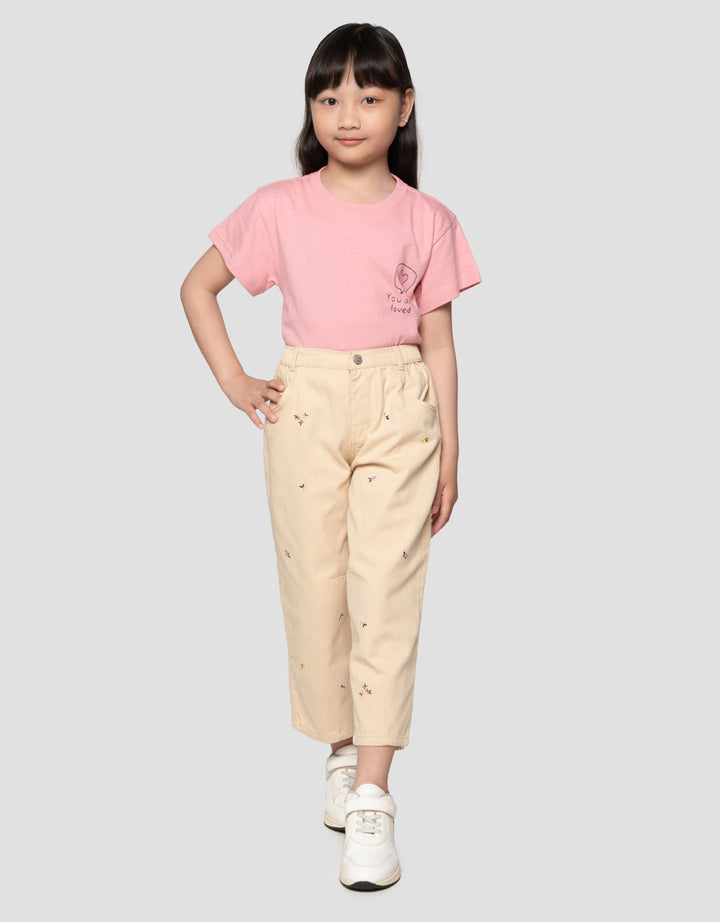 Little M Bordir Aop Flower Celana Panjang Anak Perempuan