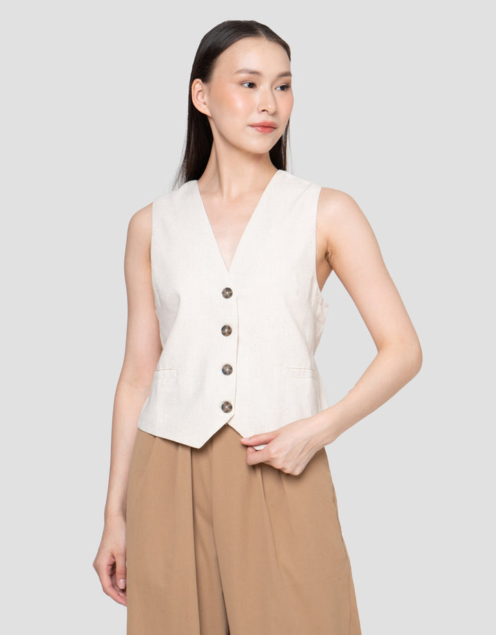 Nevada Linen Vest Wanita
