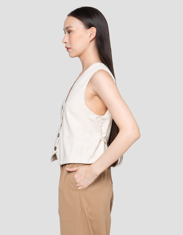 Nevada Linen Vest Wanita
