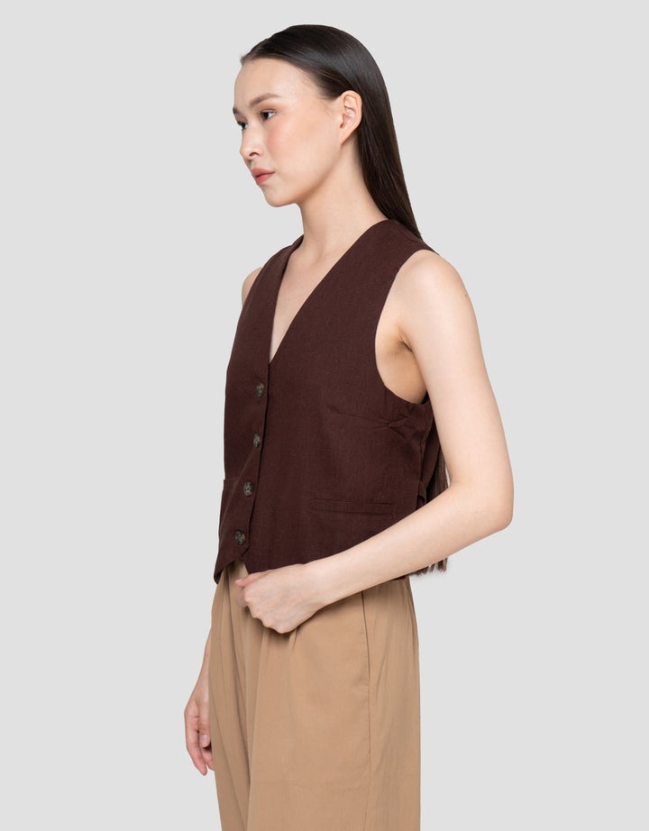 Nevada Linen Vest Wanita