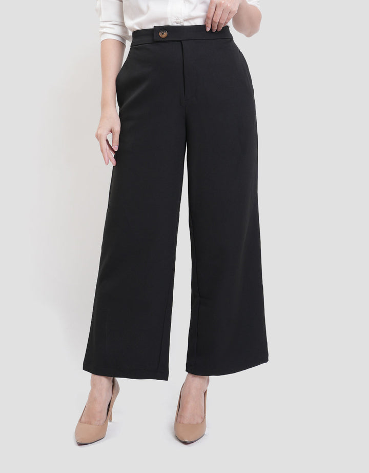 St. Yves Cropped Wide Leg With Exposed Button Celana Wanita