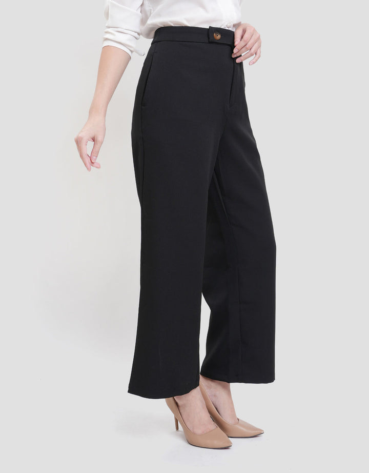 St. Yves Cropped Wide Leg With Exposed Button Celana Wanita