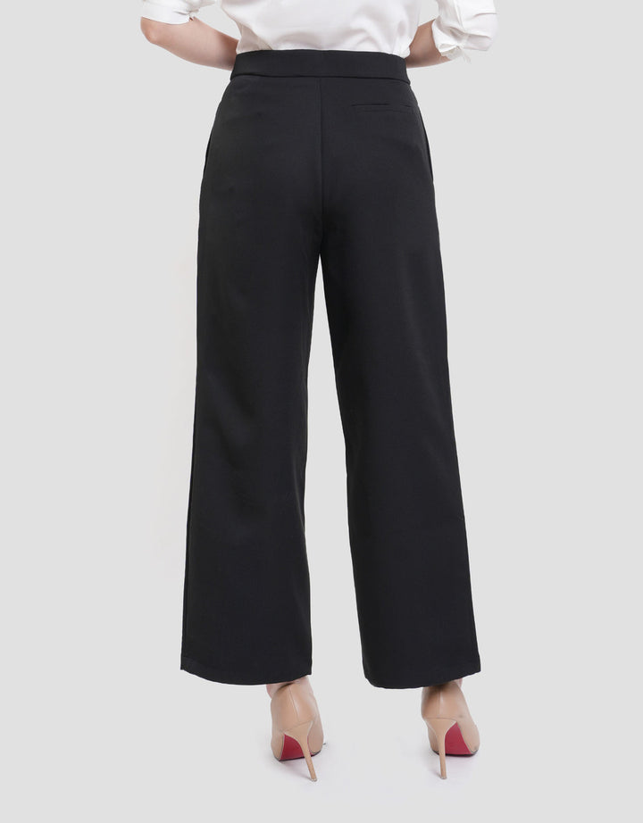 St. Yves Cropped Wide Leg With Exposed Button Celana Wanita
