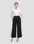 St. Yves Cropped Wide Leg With Exposed Button Celana Wanita
