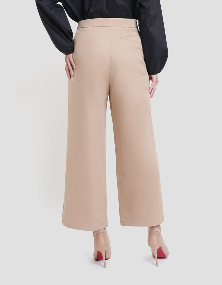 St. Yves Cropped Wide Leg With Exposed Button Celana Wanita