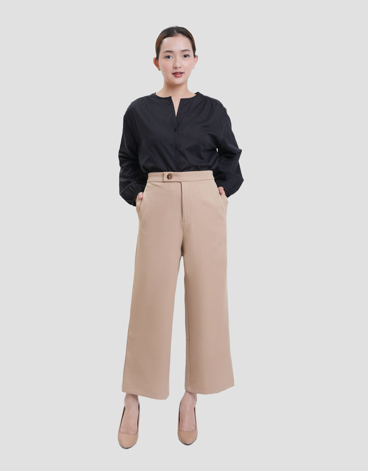 St. Yves Cropped Wide Leg With Exposed Button Celana Wanita