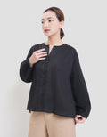 St. Yves Soft Cotton Buttoned Down Blouse Oversize Wanita