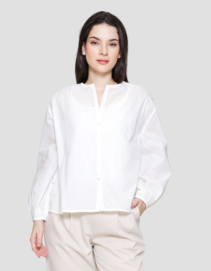 St. Yves Soft Cotton Buttoned Down Blouse Oversize Wanita