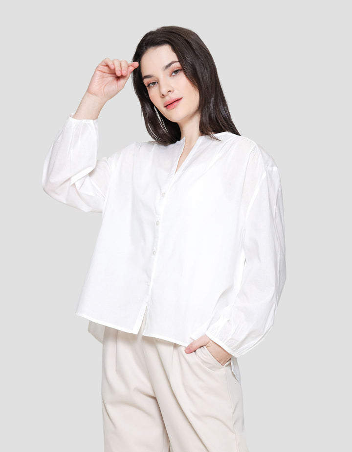 St. Yves Soft Cotton Buttoned Down Blouse Oversize Wanita
