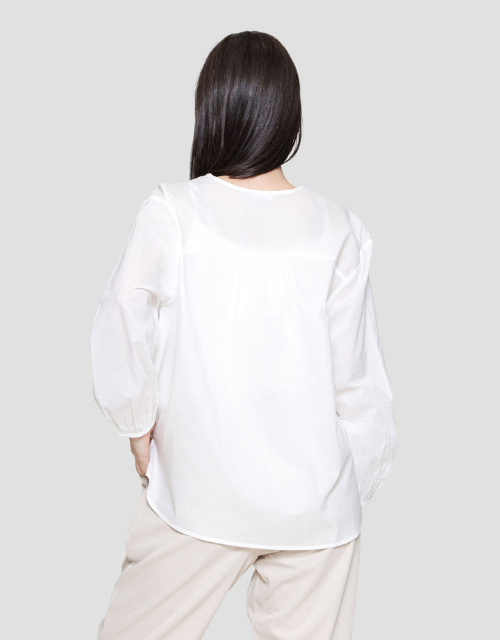 St. Yves Soft Cotton Buttoned Down Blouse Oversize Wanita