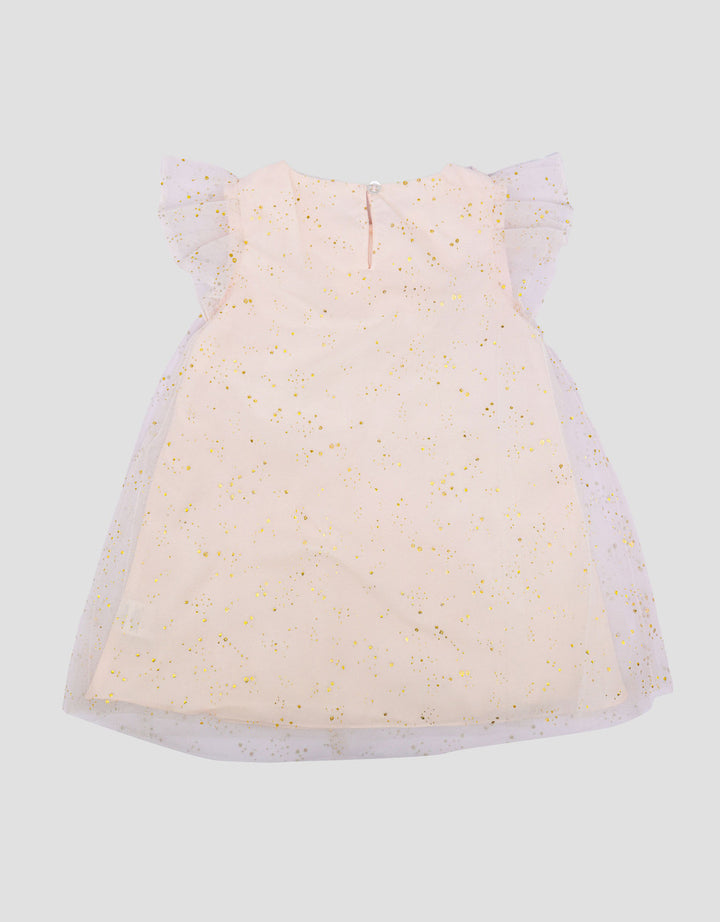 Little M Party Woven With Tile Gold Bunga Midi Dress Bayi