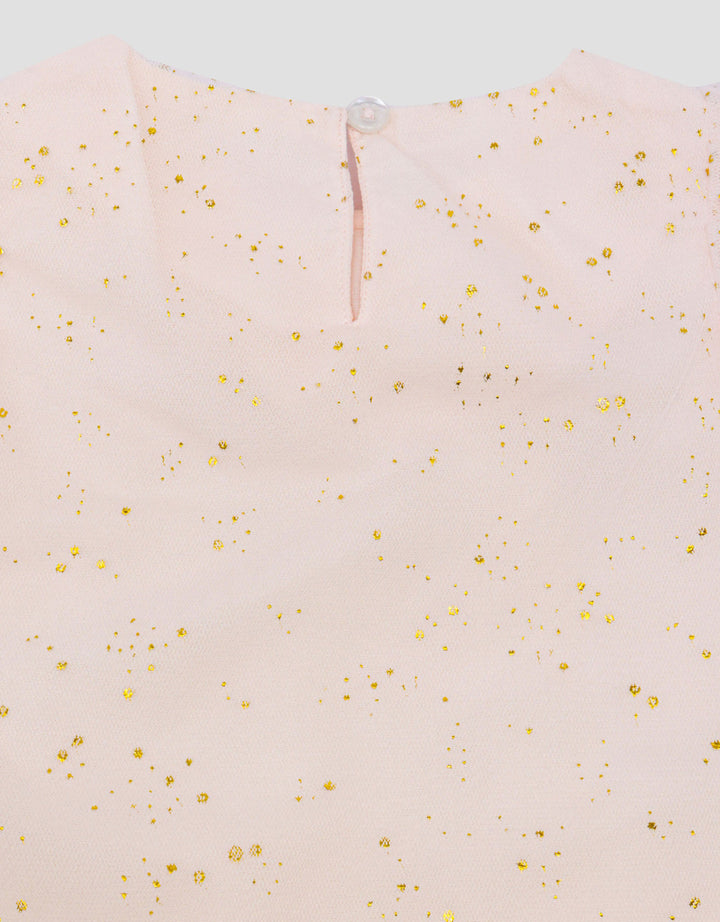 Little M Party Woven With Tile Gold Bunga Midi Dress Bayi