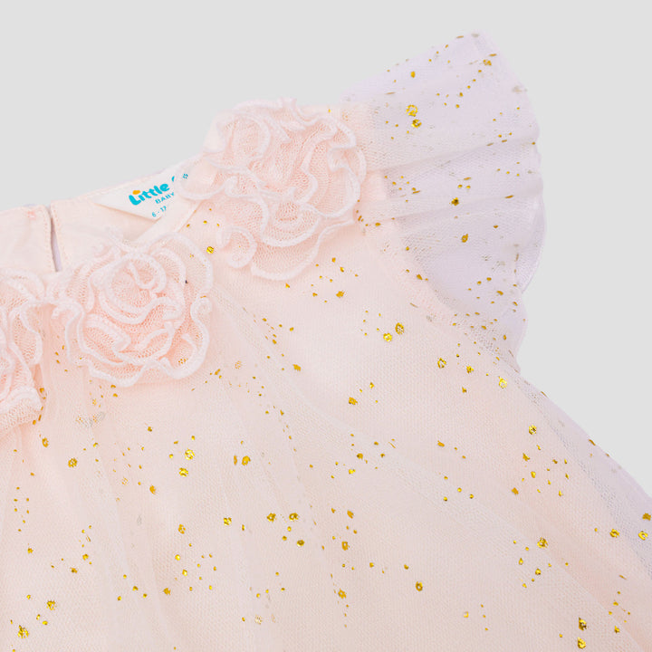 Little M Party Woven With Tile Gold Bunga Midi Dress Bayi