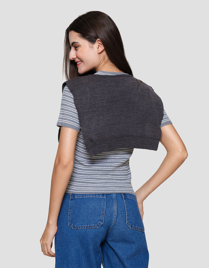 Nevada Flat Knit Textured W Scarf Kaos Wanita