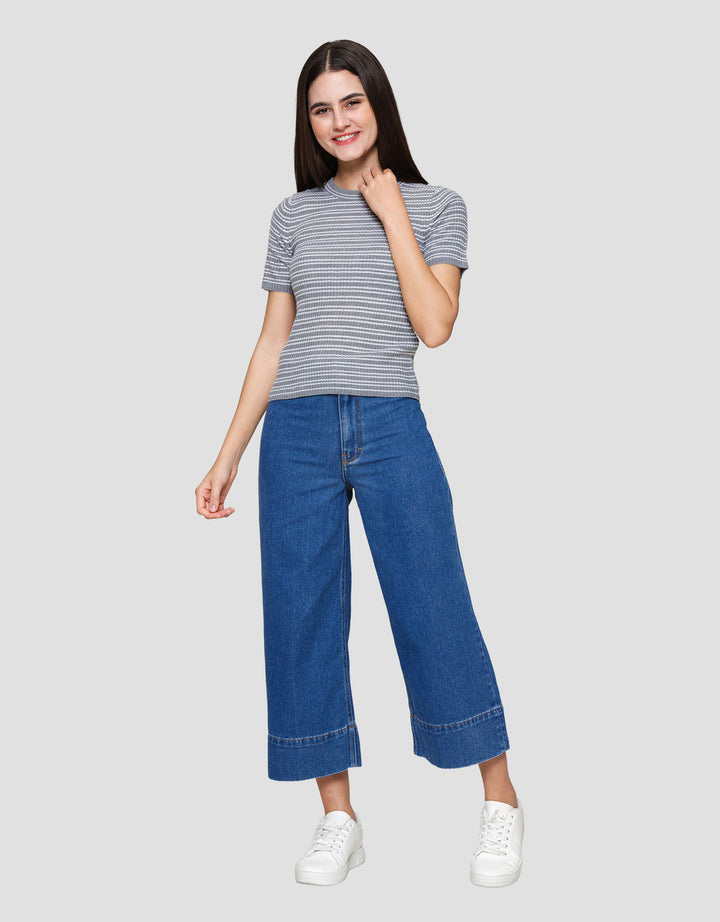 Nevada Flat Knit Textured W Scarf Kaos Wanita