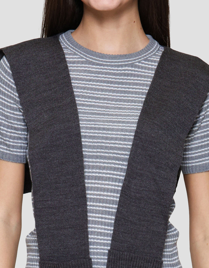 Nevada Flat Knit Textured W Scarf Kaos Wanita