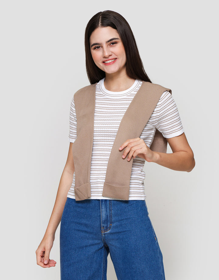 Nevada Flat Knit Textured W Scarf Kaos Wanita