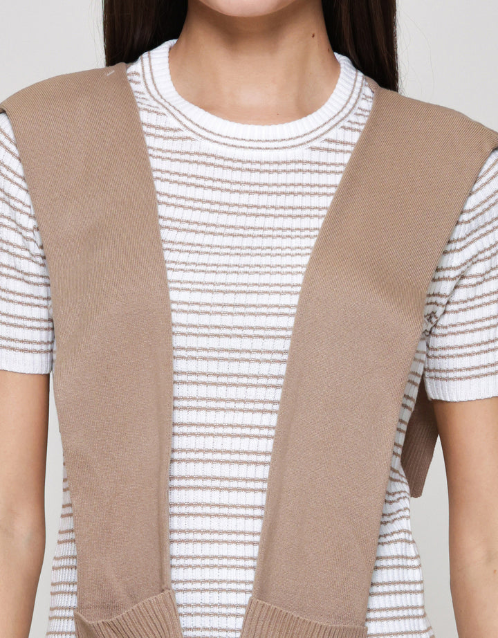 Nevada Flat Knit Textured W Scarf Kaos Wanita