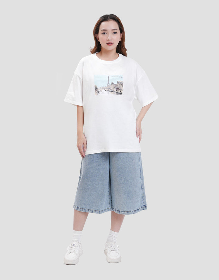 Nevada Solid Comb Eiffel Dreams Kaos Oversize Wanita