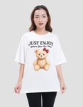 Nevada Solid Comb Bear Just Enjoy Kaos Oversize Wanita