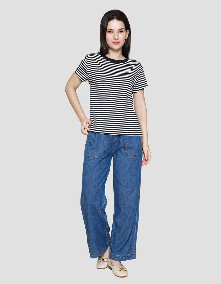 Nevada Reguler Stripe Kaos Wanita