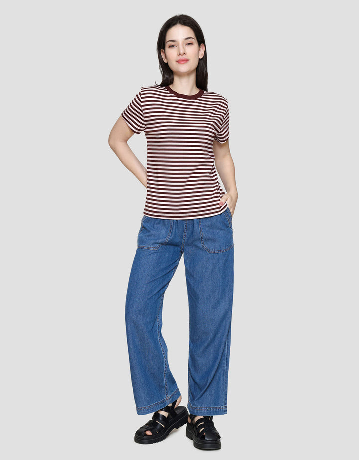 Nevada Reguler Stripe Kaos Wanita