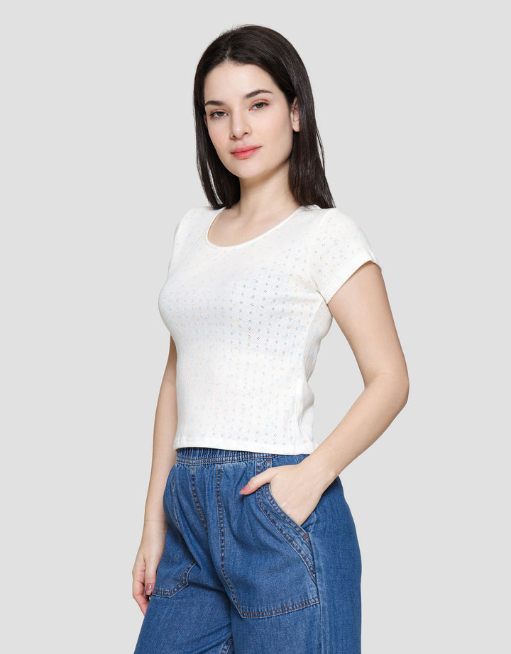 Nevada Pointelle Bow Kaos Wanita