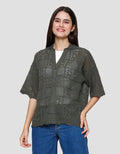 Nevada Boxov Flat Knit Crochet Cardigan Wanita