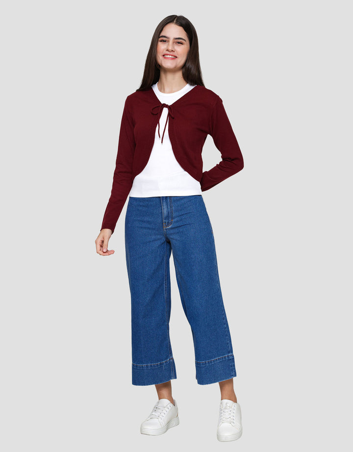 Nevada Crop Flat Knit Bolero Cardigan Wanita