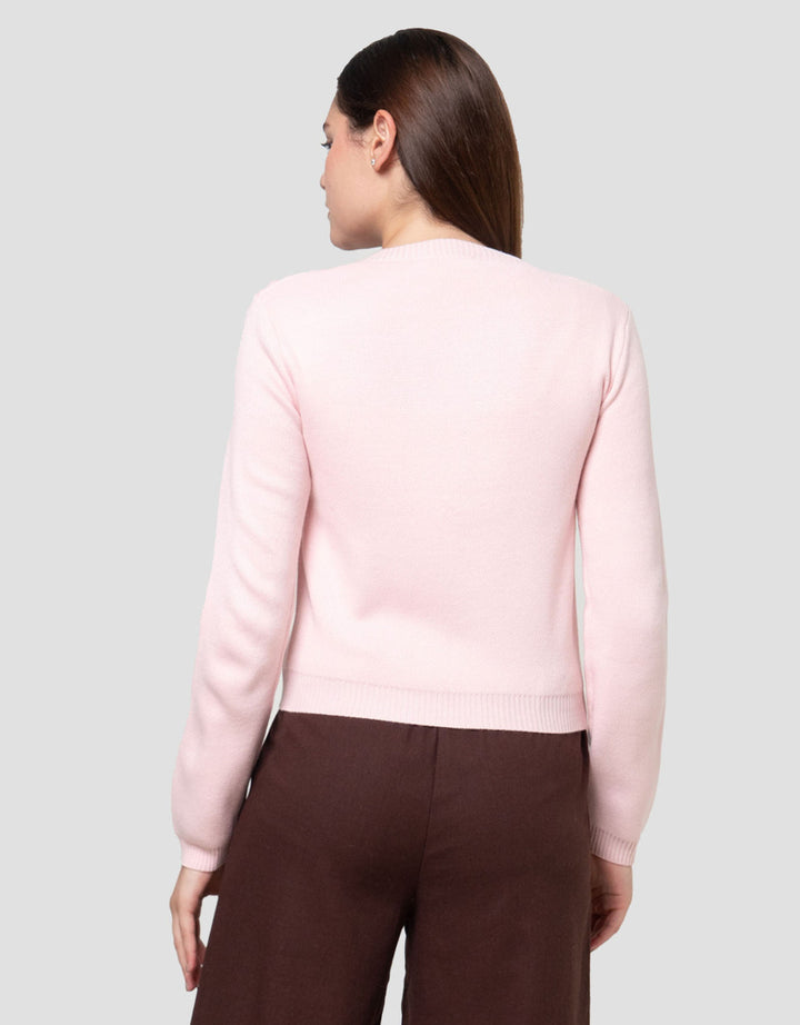 Nevada Crop Flat Knit Bow  Cardigan Wanita