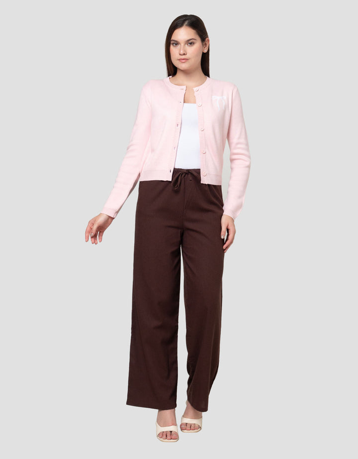 Nevada Crop Flat Knit Bow  Cardigan Wanita