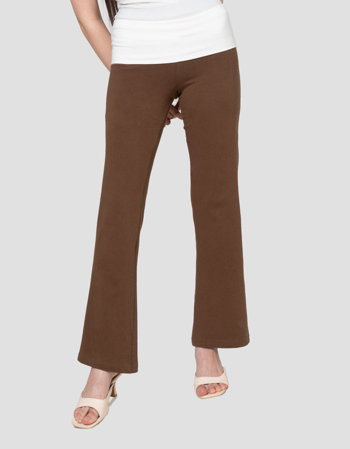 Nevada Rib Flared Pants W/ Folded Waist Celana Panjang Wanita