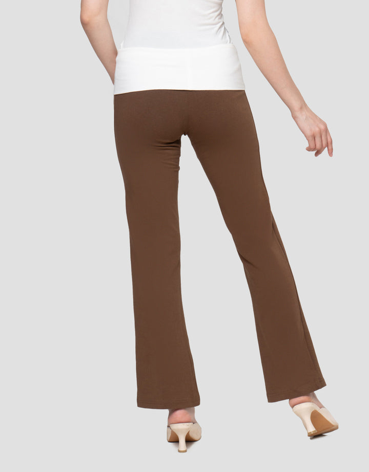 Nevada Rib Flared Pants W/ Folded Waist Celana Panjang Wanita